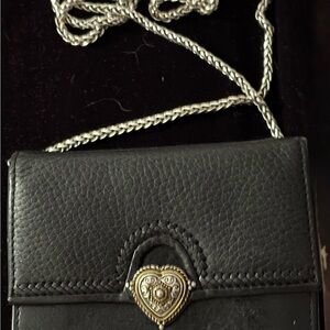 Brighton Black trifold crossbody wallet